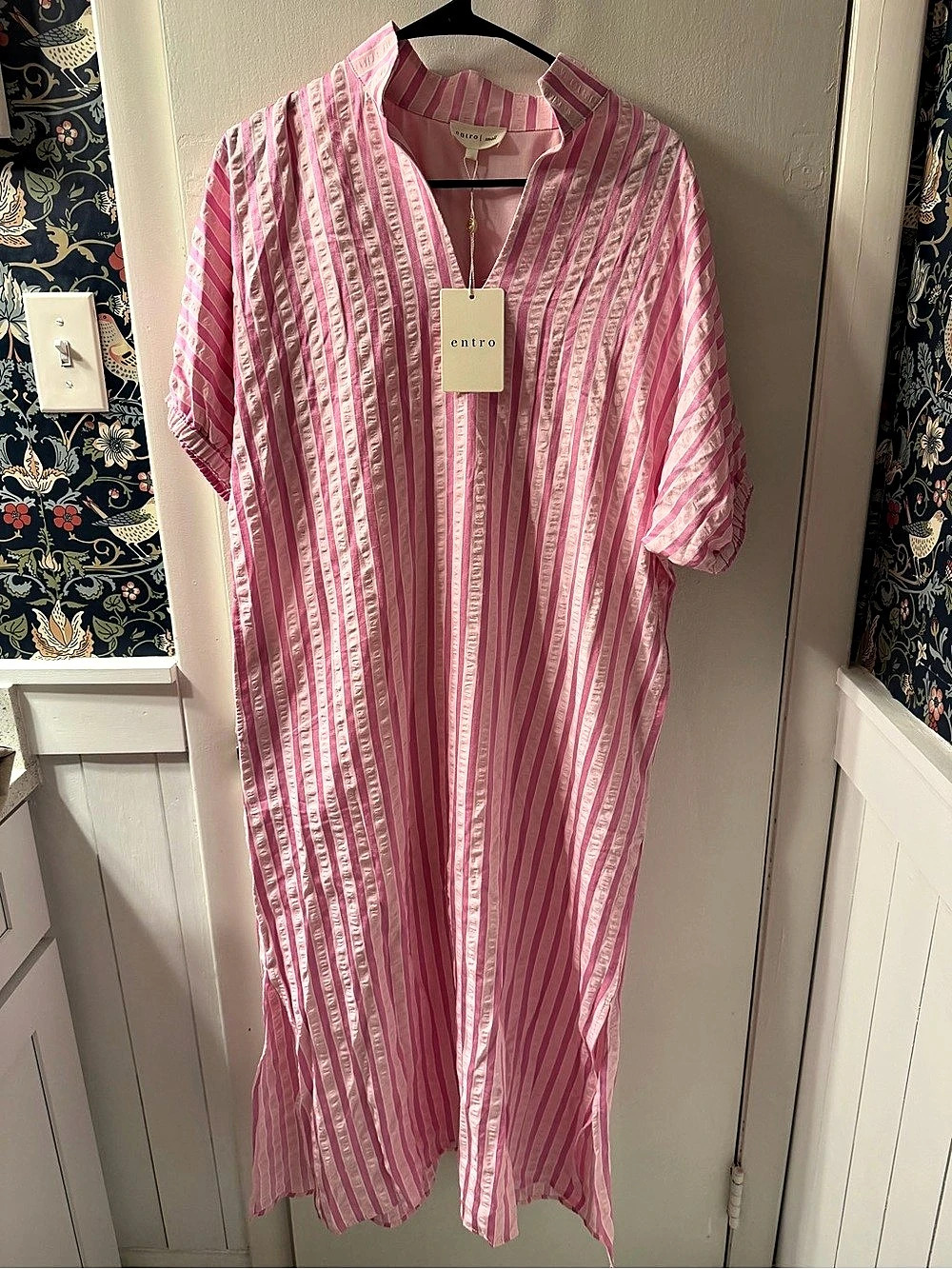 entro Striped Maxi Dress in Pink NWT